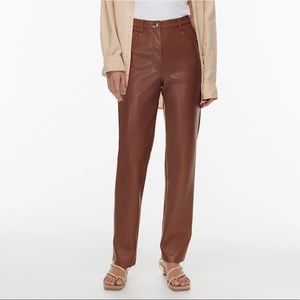 Aritzia Mocha Sorbet Leather Pants